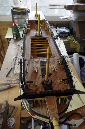 Model Foredeck view with carronades and spar cannos